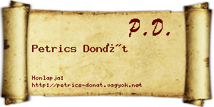 Petrics Donát névjegykártya
